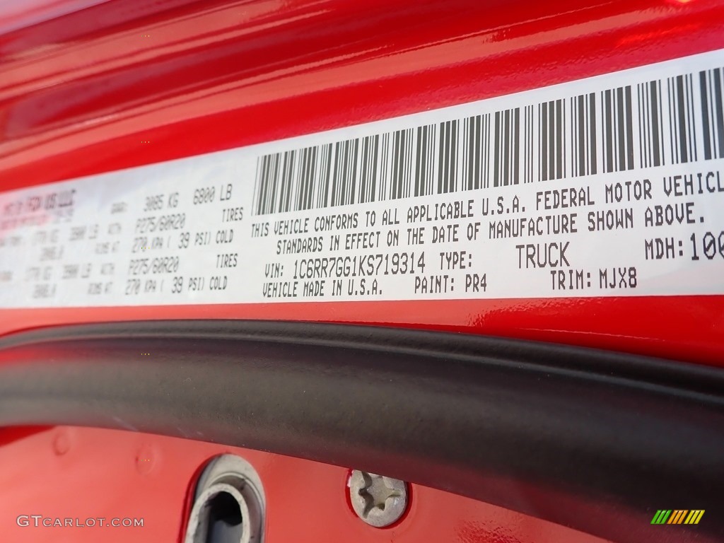 2019 1500 Color Code PR4 for Flame Red Photo #135702111