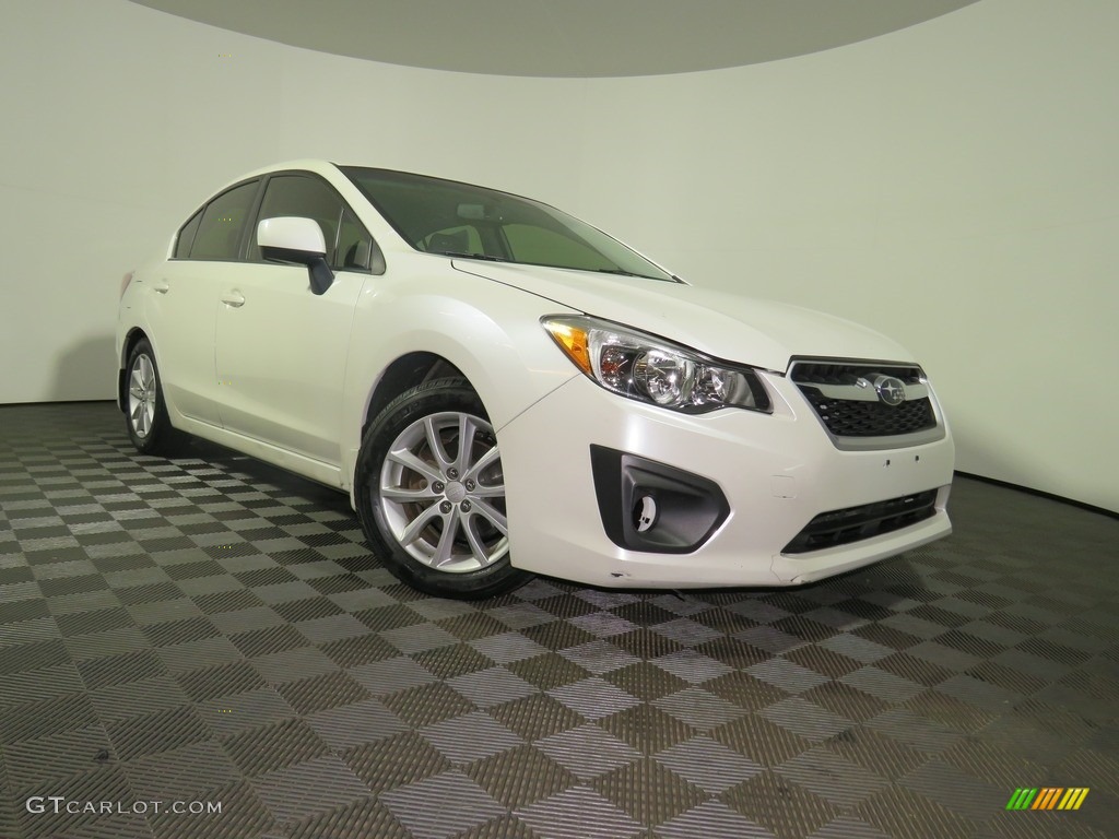 2013 Impreza 2.0i Premium 4 Door - Satin White Pearl / Ivory photo #2