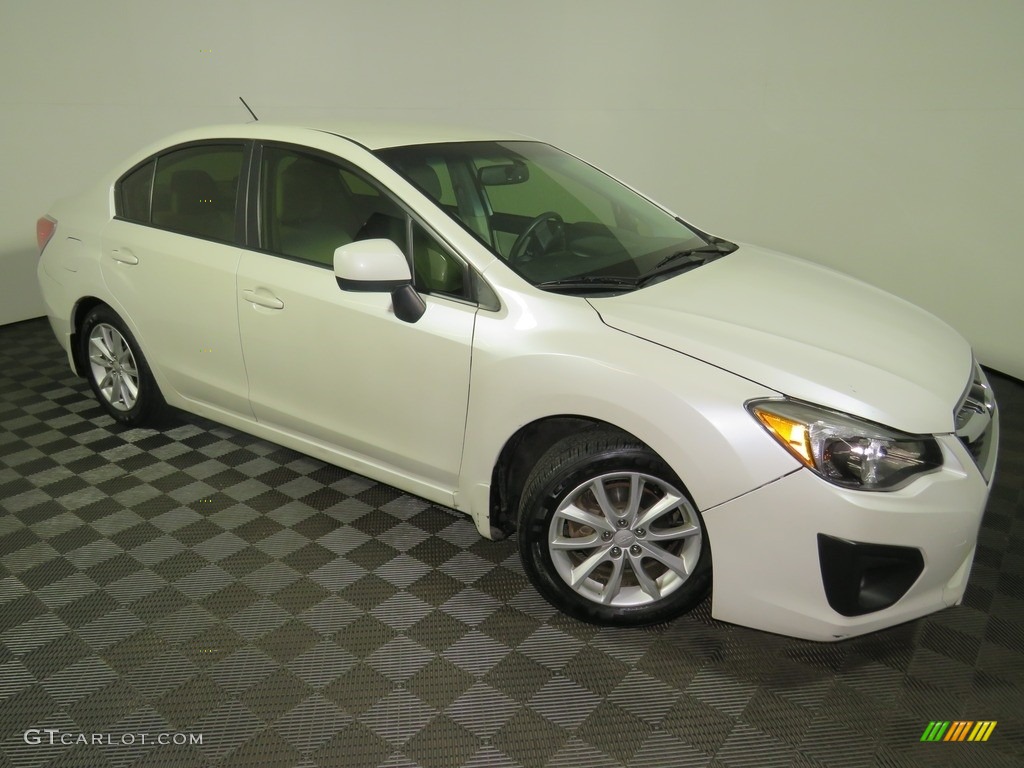 2013 Impreza 2.0i Premium 4 Door - Satin White Pearl / Ivory photo #3