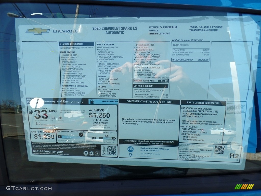 2020 Chevrolet Spark LS Window Sticker Photo #135726187