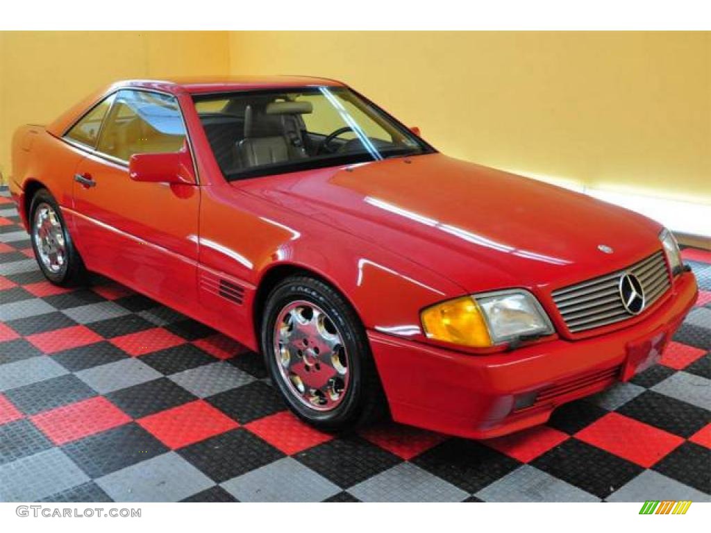 1990 SL Class 300 SL Roadster - Signal Red / Palomino photo #1