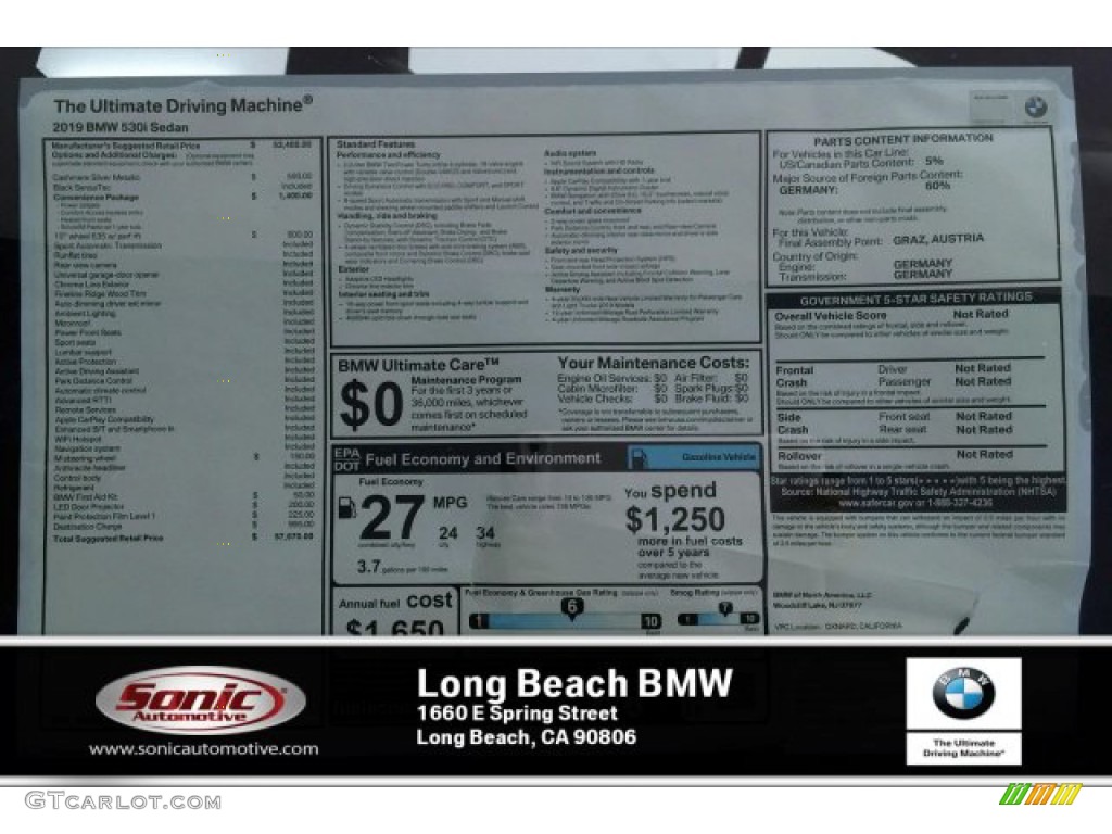 2019 5 Series 530i Sedan - Cashmere Silver Metallic / Black photo #10
