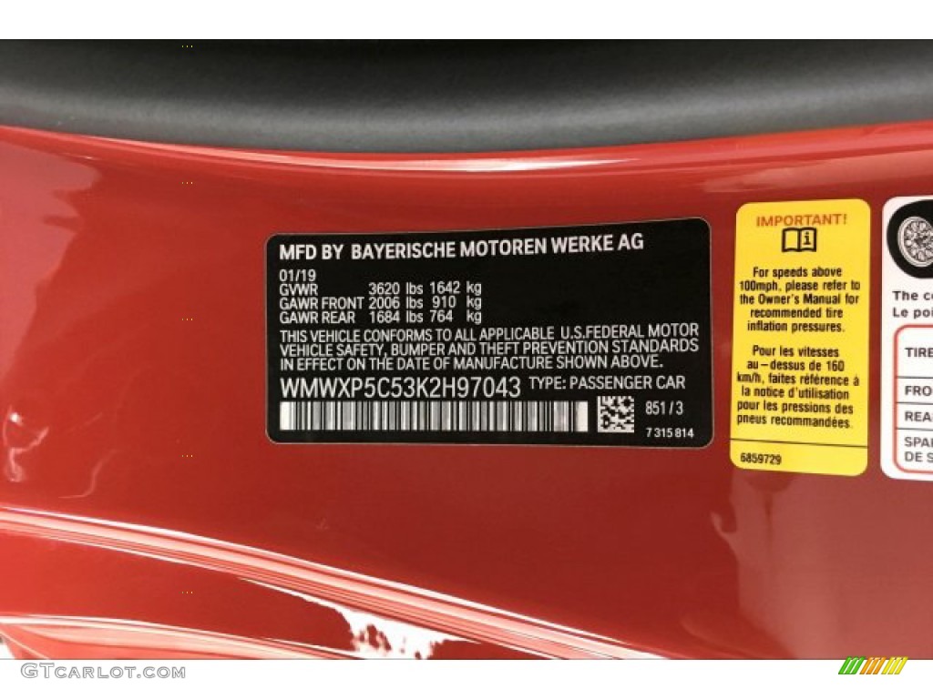 2019 Hardtop Color Code 851 for Chili Red Photo #135749343