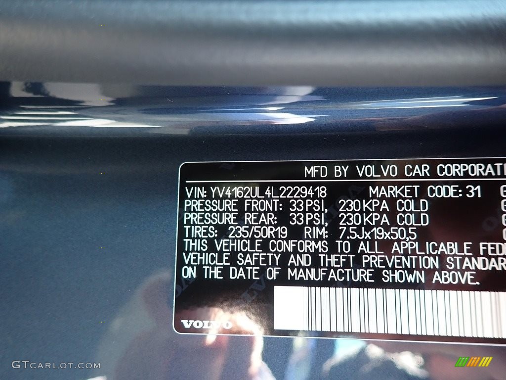 2020 XC40 T5 Inscription AWD - Denim Blue Metallic / Blond/Charcoal photo #11