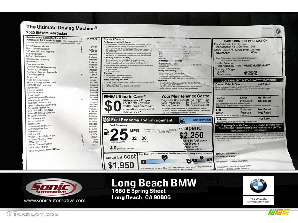 2020 3 Series M340i Sedan - Black Sapphire Metallic / Black photo #10