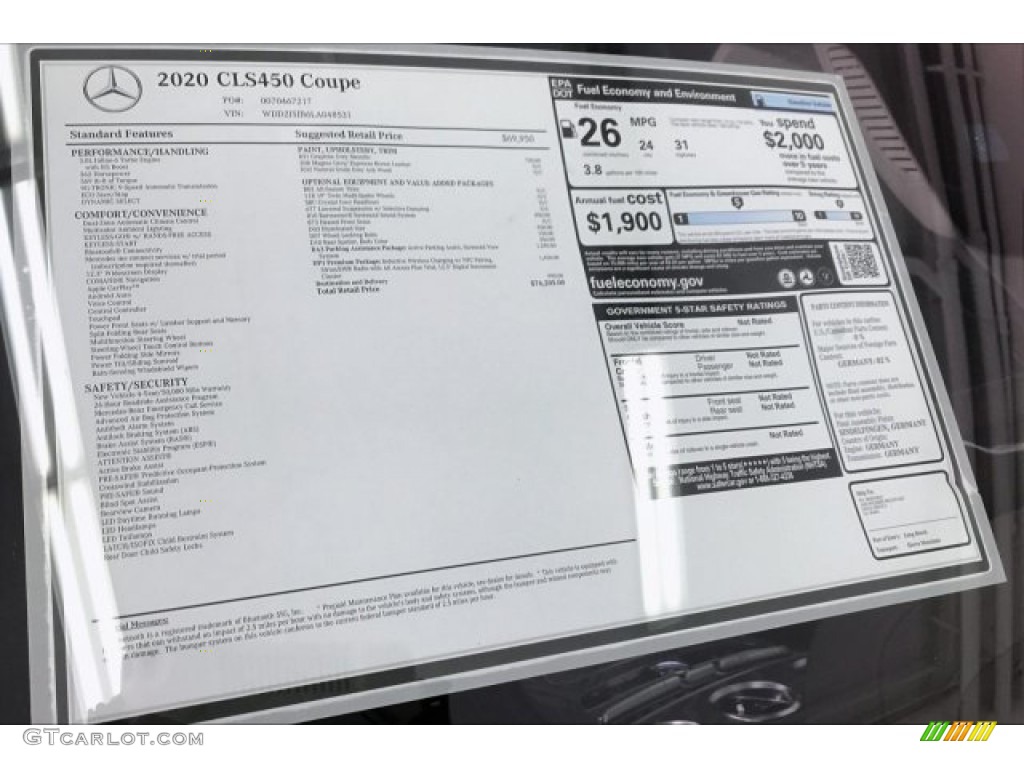 2020 Mercedes-Benz CLS 450 Coupe Window Sticker Photo #135756705