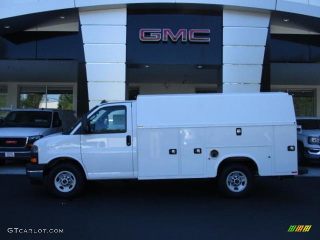 Summit White 2019 GMC Savana Cutaway 3500 Commercial Service Truck Exterior Photo #135765422