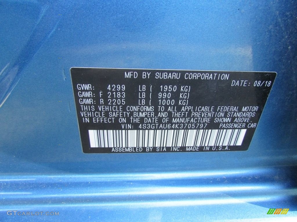 2019 Impreza 2.0i Limited 5-Door - Island Blue Pearl / Black photo #29