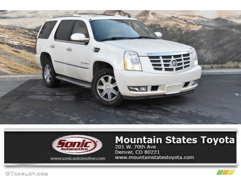 2007 Escalade AWD - White Diamond / Cocoa/Light Cashmere photo #1