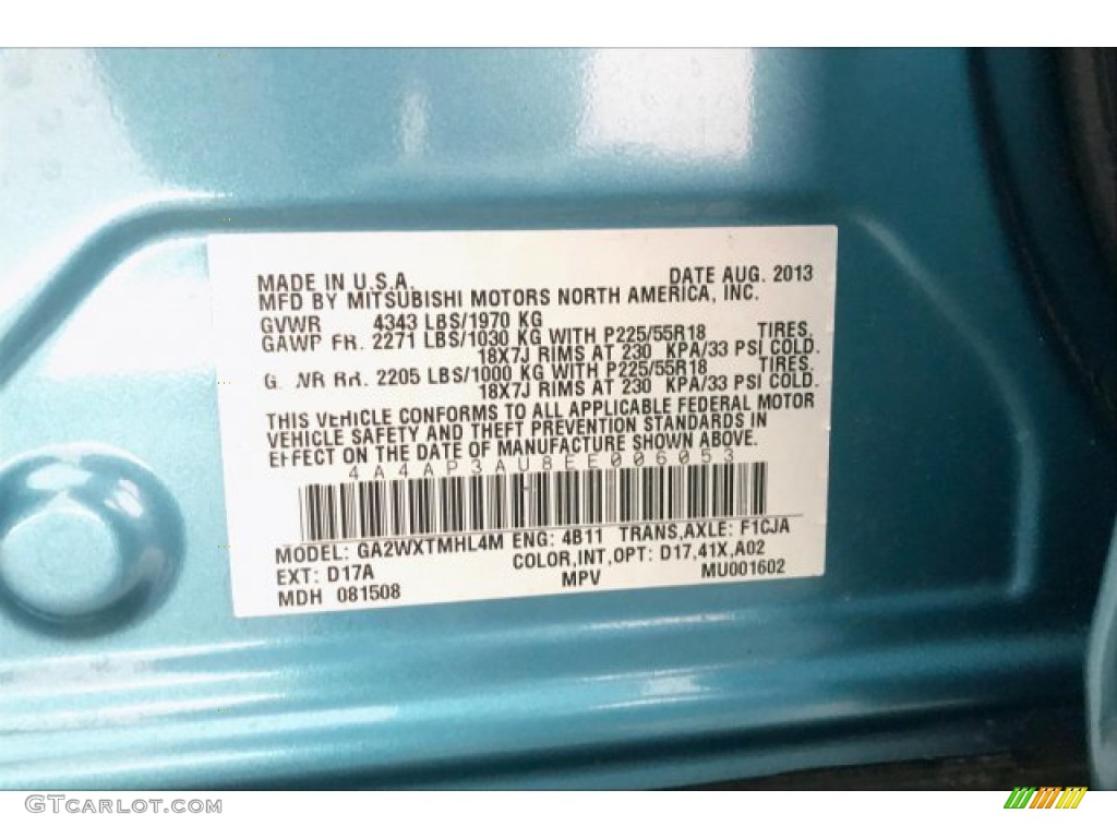 2014 Outlander Sport ES - Laguna Blue Metallic / Black photo #23