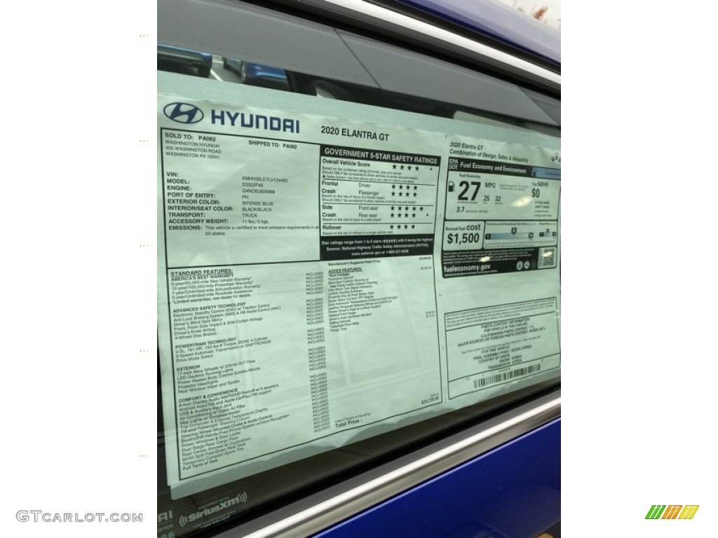 2020 Elantra GT  - Intense Blue Metallic / Black photo #16