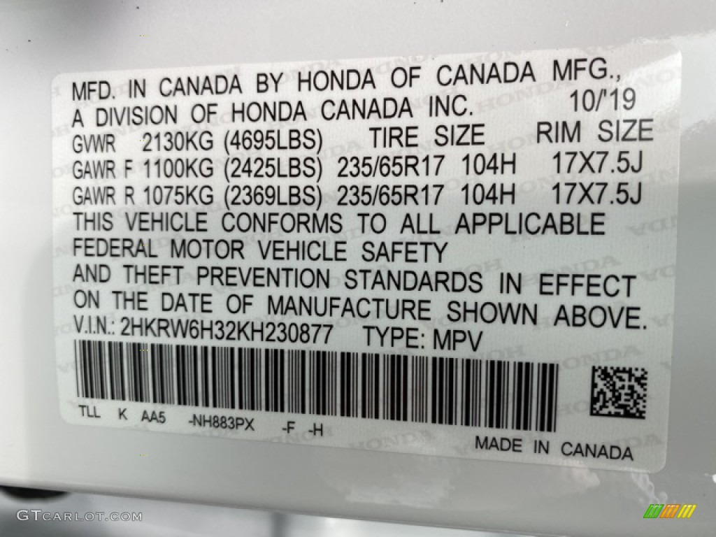 2019 CR-V LX AWD - Platinum White Pearl / Ivory photo #9