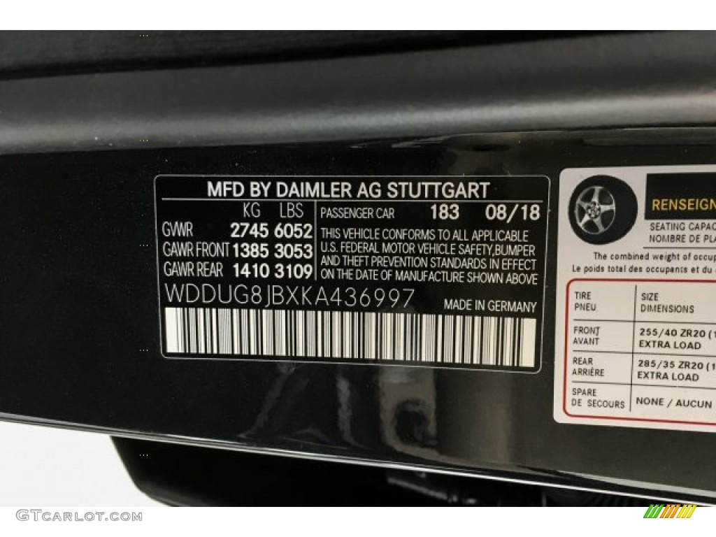 2019 Mercedes-Benz S AMG 63 4Matic Sedan Color Code Photos