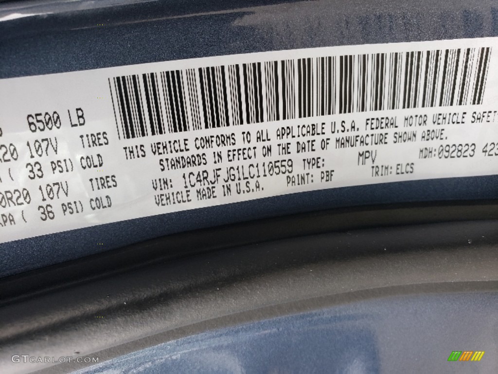 2020 Grand Cherokee Color Code PBF for Slate Blue Pearl Photo #135844130