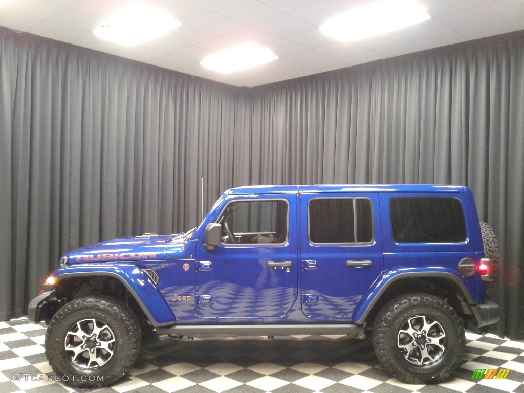 2020 Wrangler Unlimited Rubicon 4x4 - Ocean Blue Metallic / Black photo #1