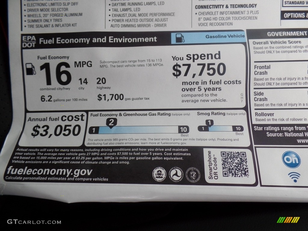 2020 Chevrolet Camaro ZL1 Coupe Window Sticker Photo #135874631