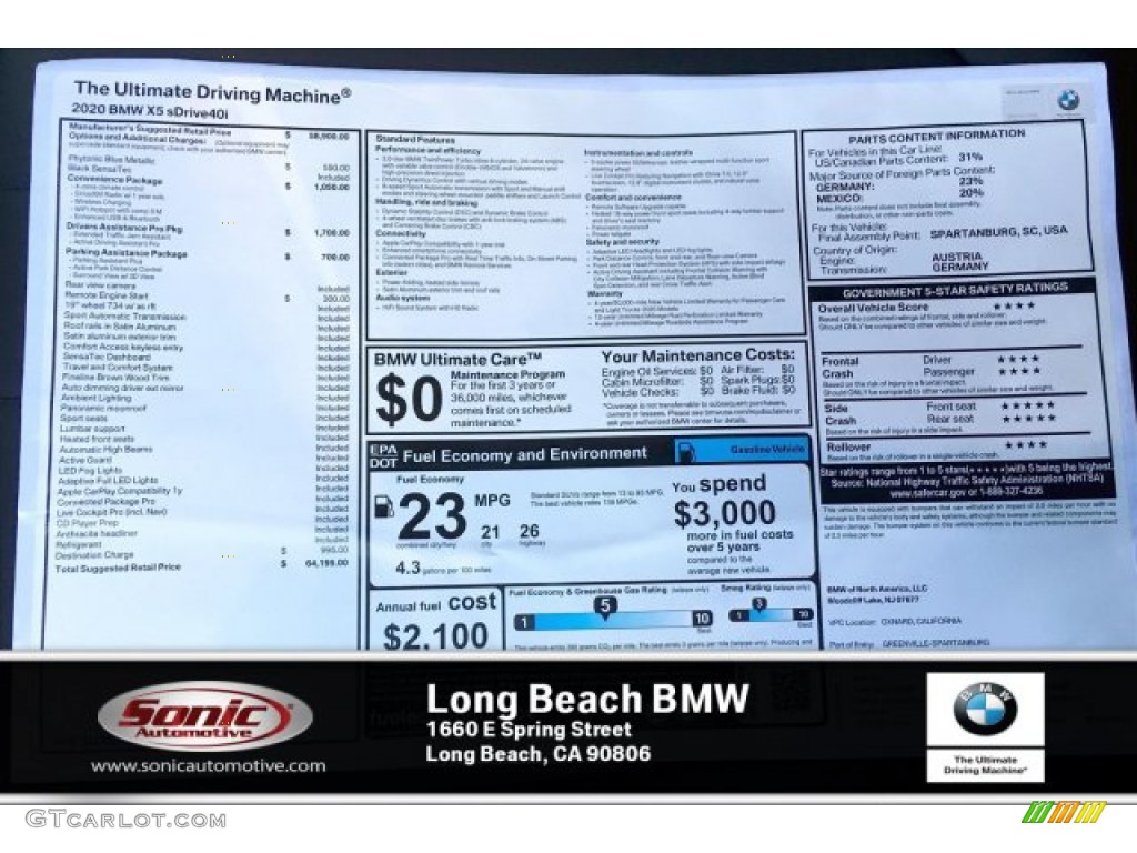 2020 X5 sDrive40i - Phytonic Blue Metallic / Black photo #10
