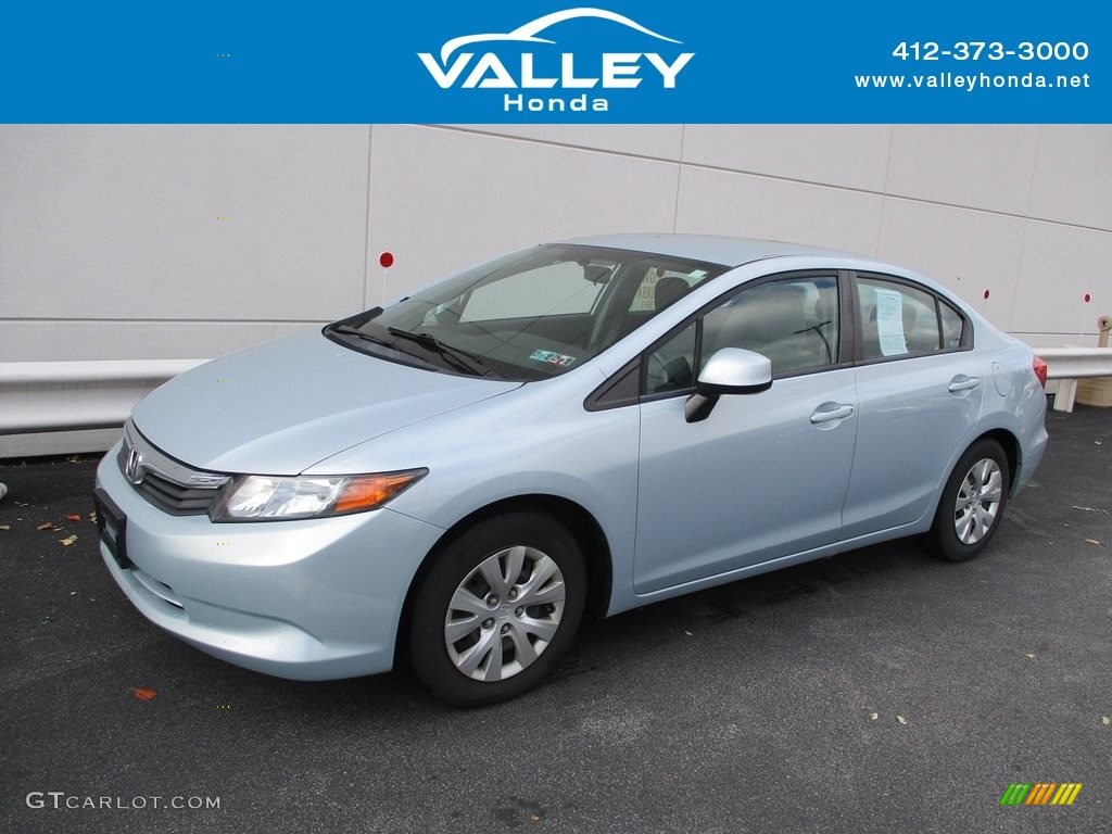 2012 Civic LX Sedan - Cool Mist Metallic / Beige photo #1