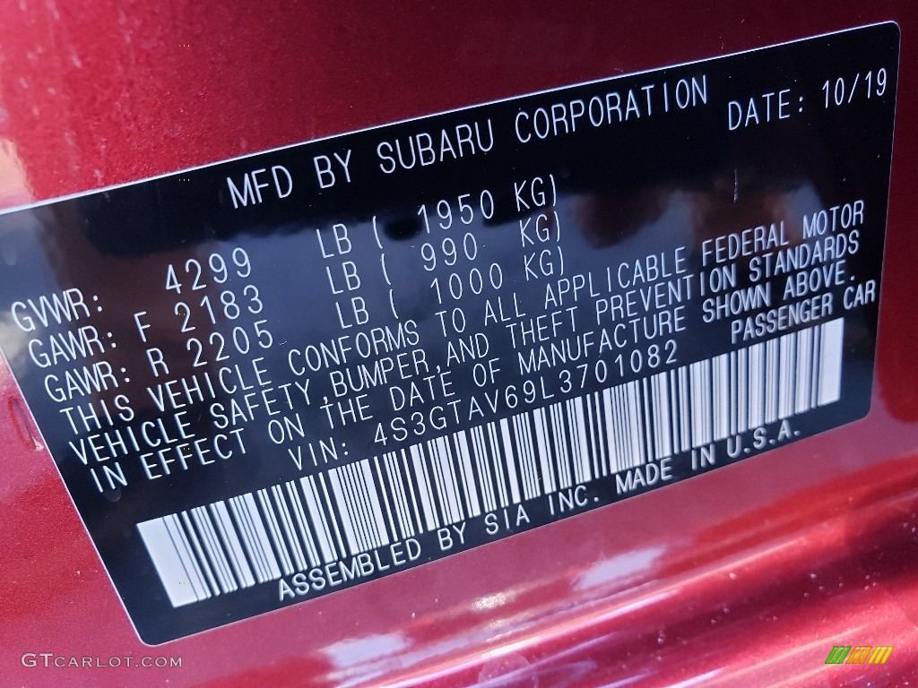 2020 Impreza Premium 5-Door - Crimson Red Pearl / Ivory photo #9