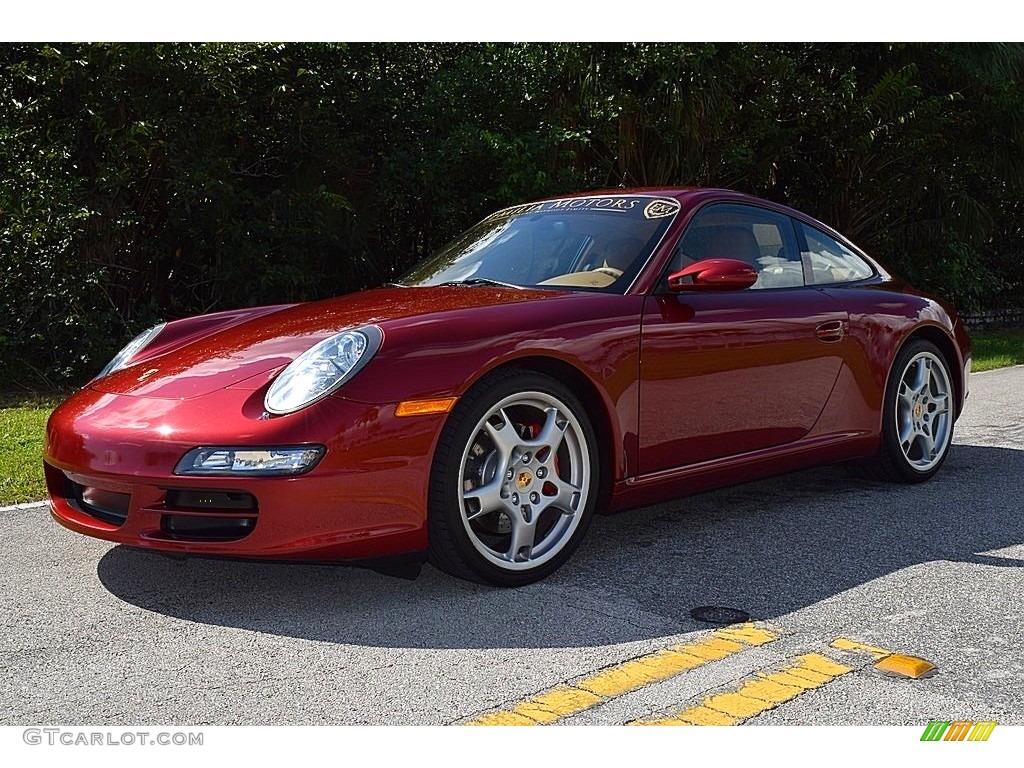 2008 911 Carrera S Coupe - Ruby Red Metallic / Sand Beige photo #16