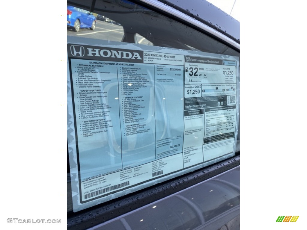 2020 Honda Civic Sport Sedan Window Sticker Photo #135890046