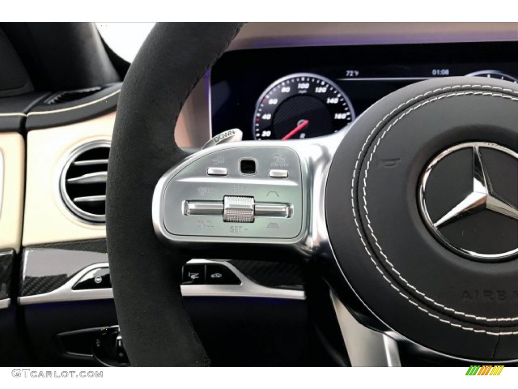 2020 Mercedes-Benz S 63 AMG 4Matic Sedan Porcelain/Black Steering Wheel Photo #135924005