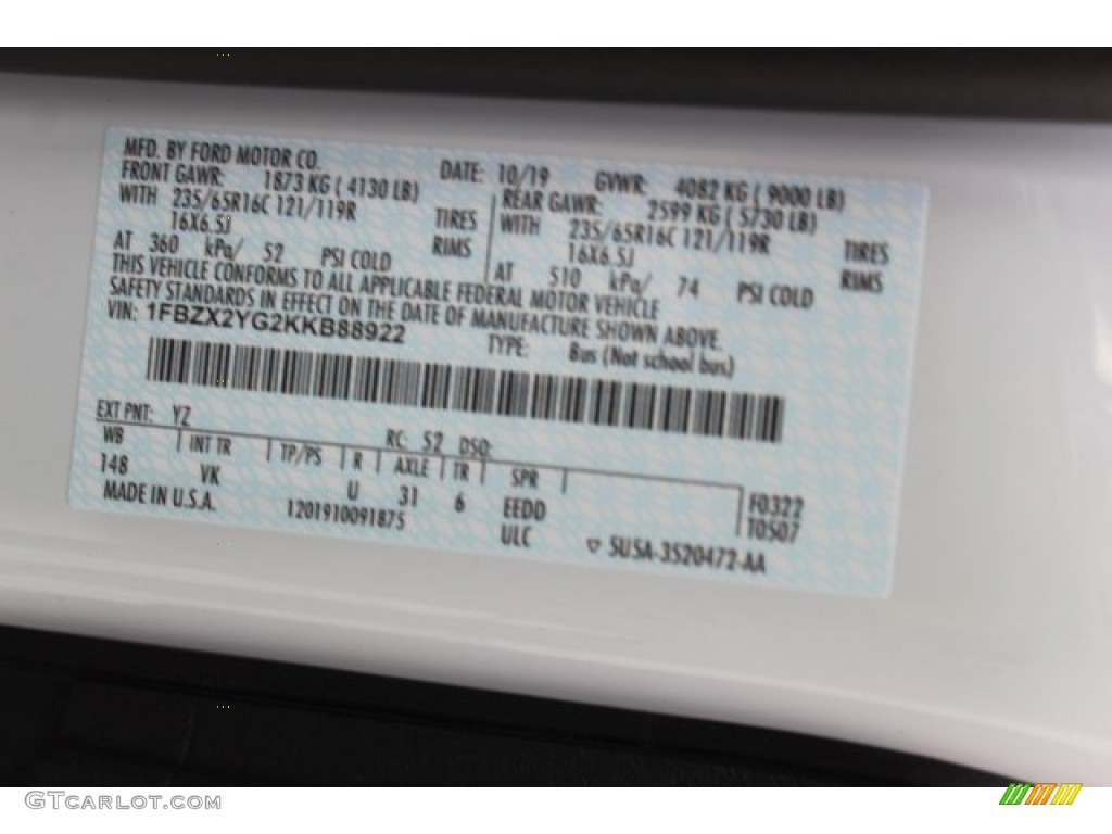 2019 Transit Passenger Wagon XL 350 LR Long - Oxford White / Pewter photo #21