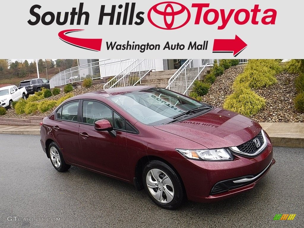 2013 Civic LX Sedan - Crimson Red Pearl / Beige photo #1