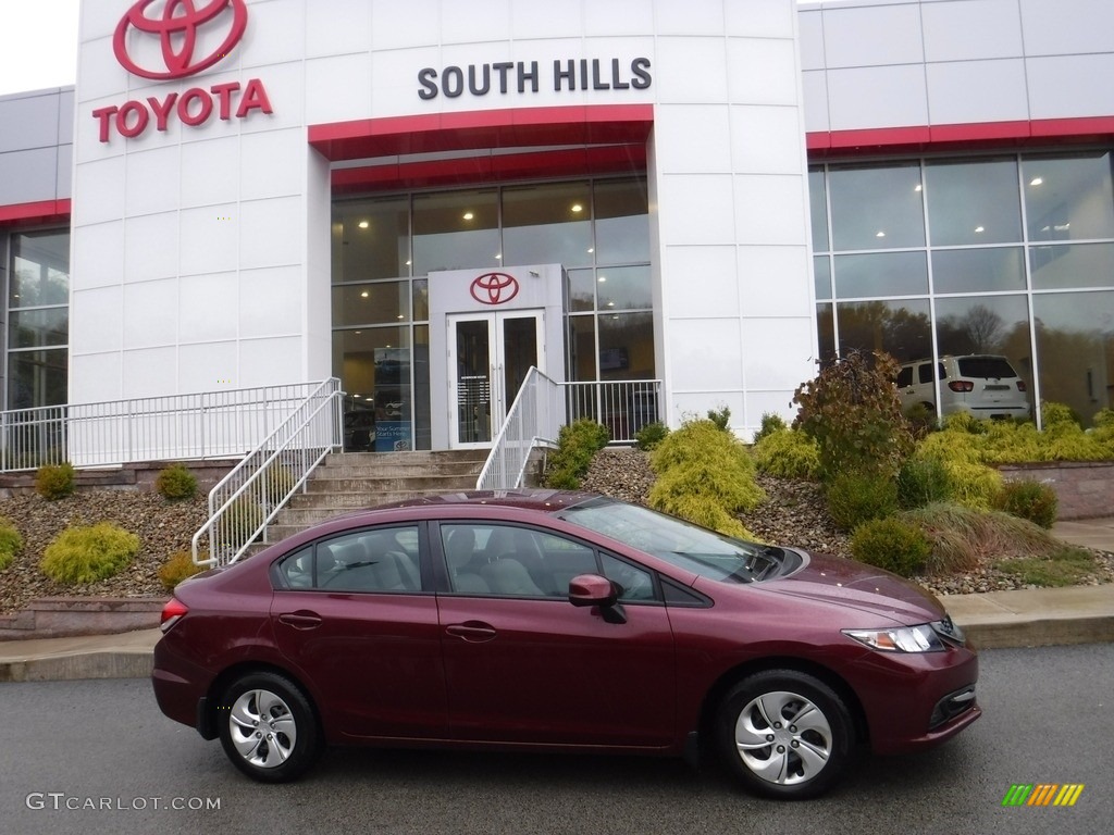 2013 Civic LX Sedan - Crimson Red Pearl / Beige photo #2