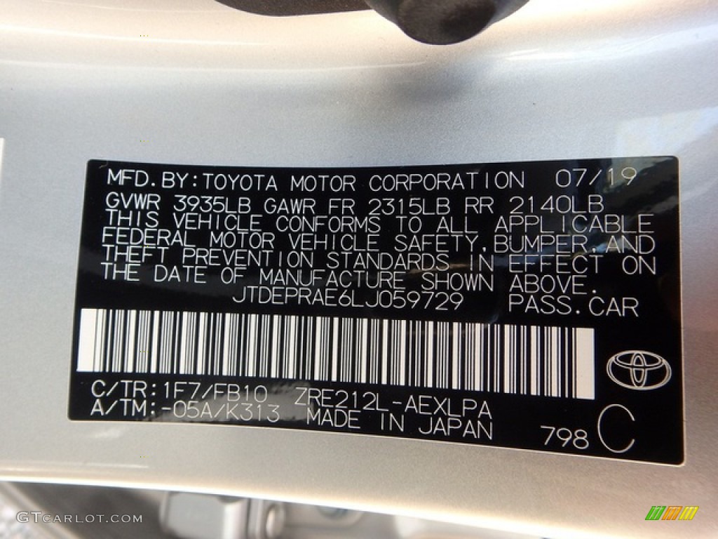 2020 Corolla LE - Classic Silver Metallic / Light Gray photo #15