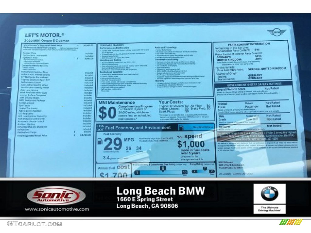 2020 Clubman Cooper S - Pepper White / Carbon Black photo #10