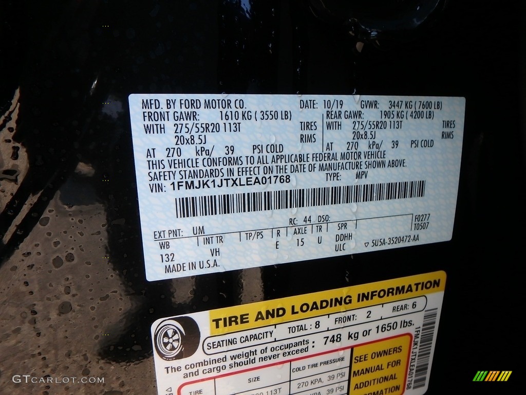 2020 Expedition Color Code UM for Agate Black Photo #135944680