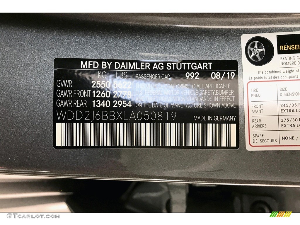 2020 CLS Color Code 992 for Selenite Grey Metallic Photo #135949776