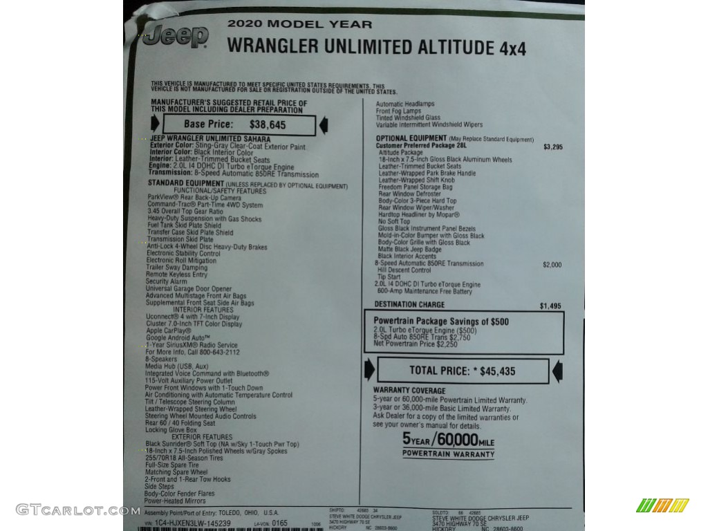 2020 Wrangler Unlimited Sahara 4x4 - Sting-Gray / Black photo #30