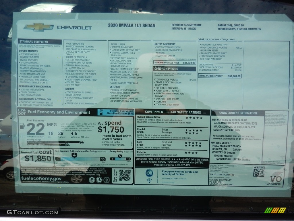 2020 Impala LT - Summit White / Jet Black photo #7