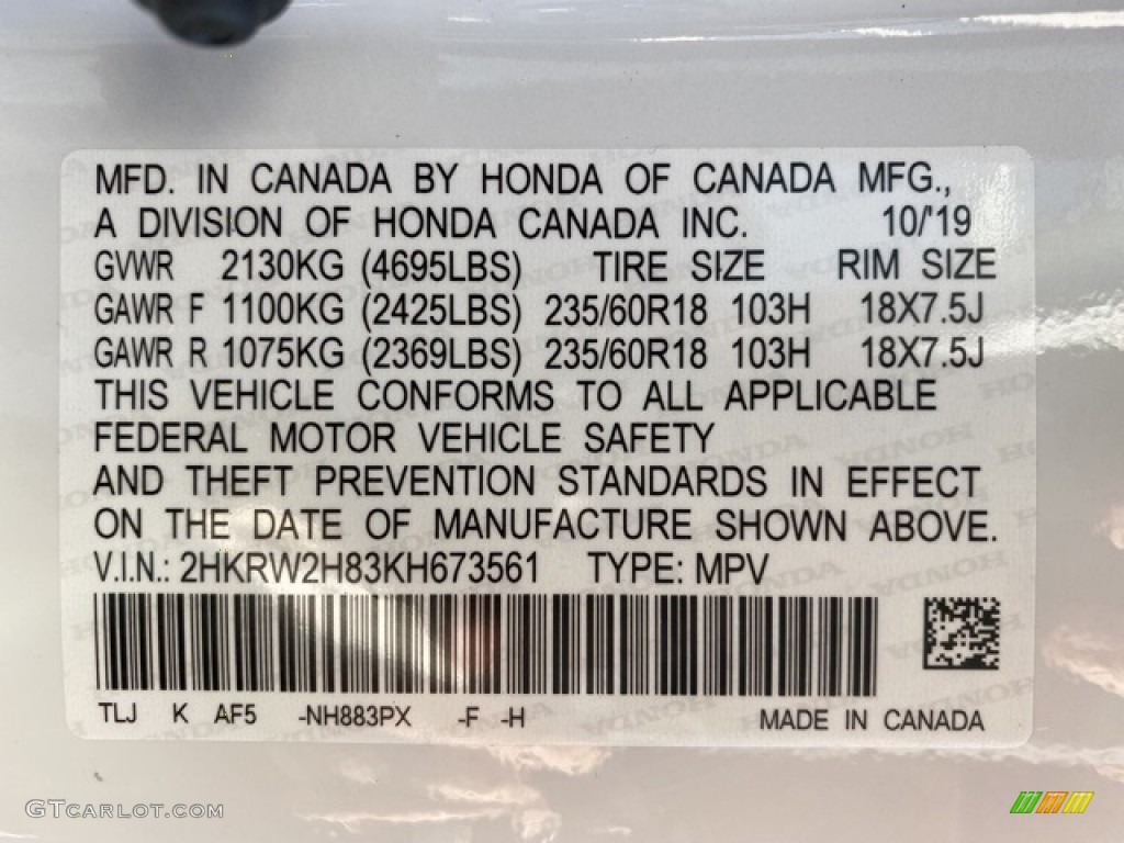 2019 CR-V EX-L AWD - Platinum White Pearl / Ivory photo #9