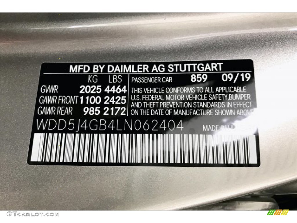 2020 CLA Color Code 859 for Mojave Silver Metallic Photo #135961375