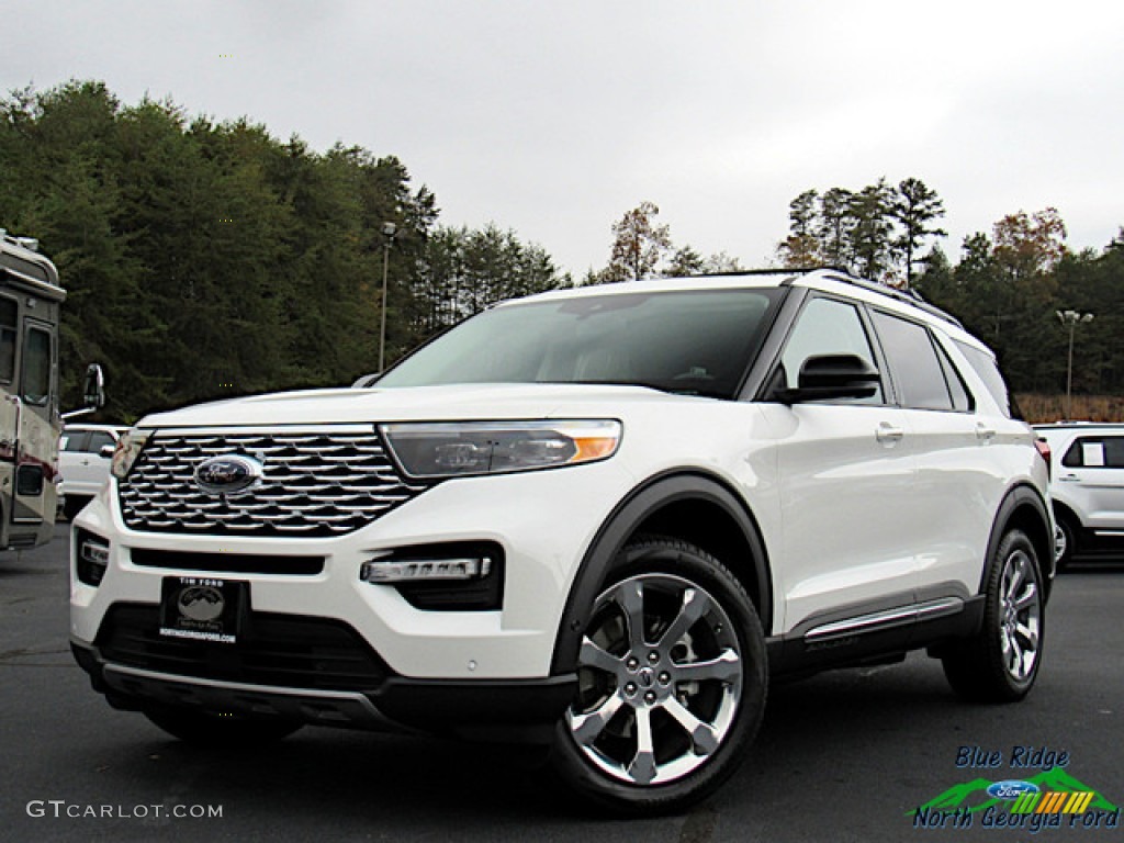 2020 Explorer Platinum 4WD - Star White Metallic Tri-Coat / Sandstone photo #1