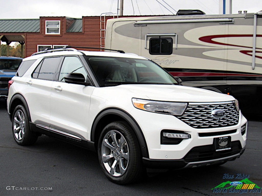 2020 Explorer Platinum 4WD - Star White Metallic Tri-Coat / Sandstone photo #7