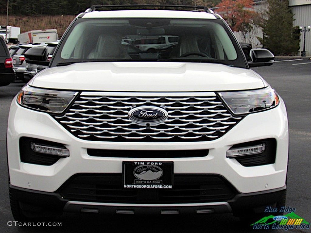 2020 Explorer Platinum 4WD - Star White Metallic Tri-Coat / Sandstone photo #8