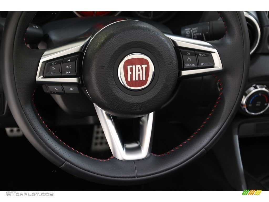 2018 Fiat 124 Spider Abarth Roadster Nero/Rosso Black/Red Steering Wheel Photo #135987875