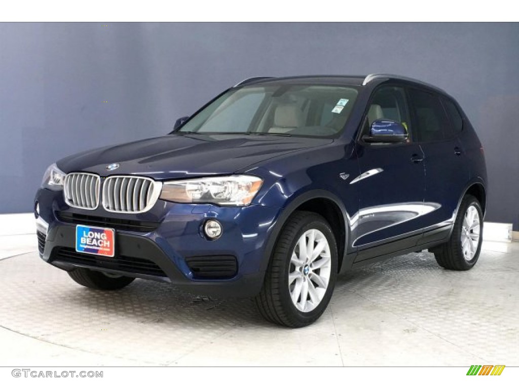 2017 X3 xDrive28i - Deep Sea Blue Metallic / Ivory White w/Red contrast stitching photo #12