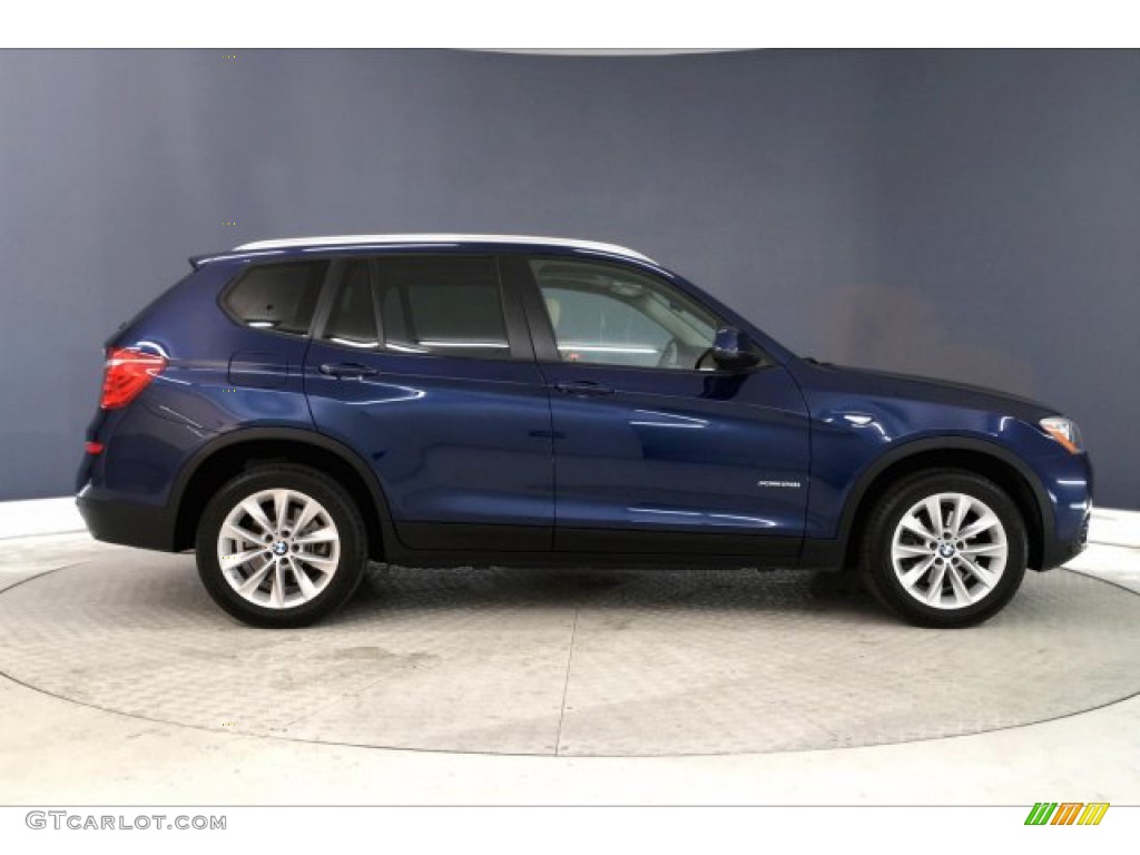2017 X3 xDrive28i - Deep Sea Blue Metallic / Ivory White w/Red contrast stitching photo #31