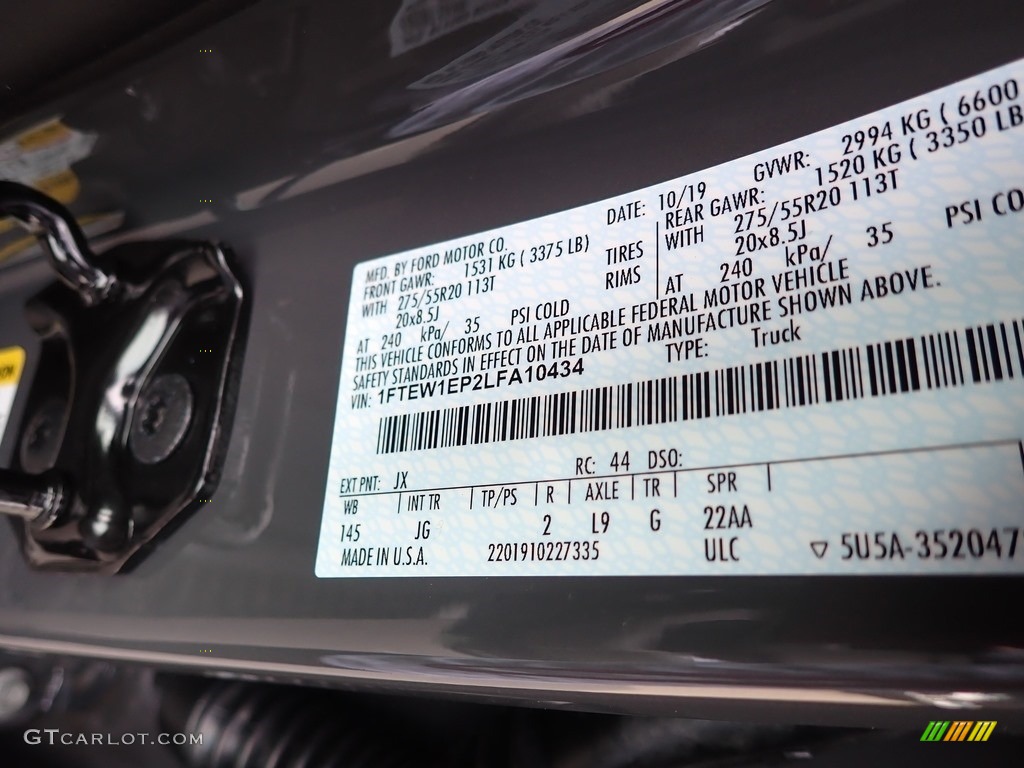2020 F150 Color Code JX for Lead Foot Photo #136006645