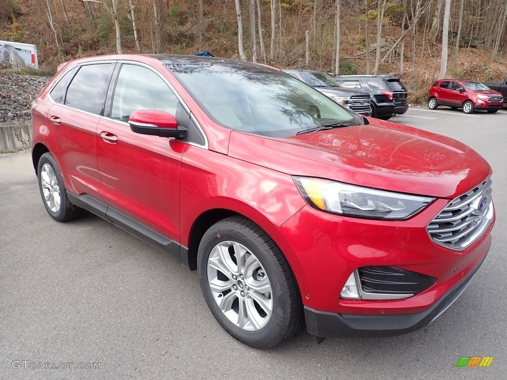 2020 Edge Titanium AWD - Rapid Red Metallic / Soft Ceramic photo #3