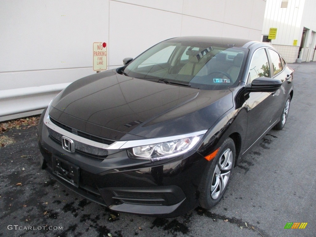 2017 Civic LX Sedan - Crystal Black Pearl / Ivory photo #9