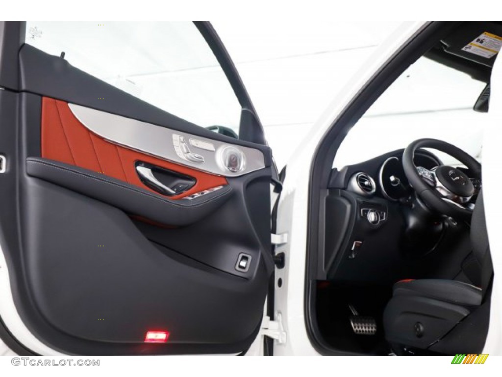 2020 Mercedes-Benz GLC 300 4Matic Coupe AMG Cranberry Red/Black Door Panel Photo #136016683