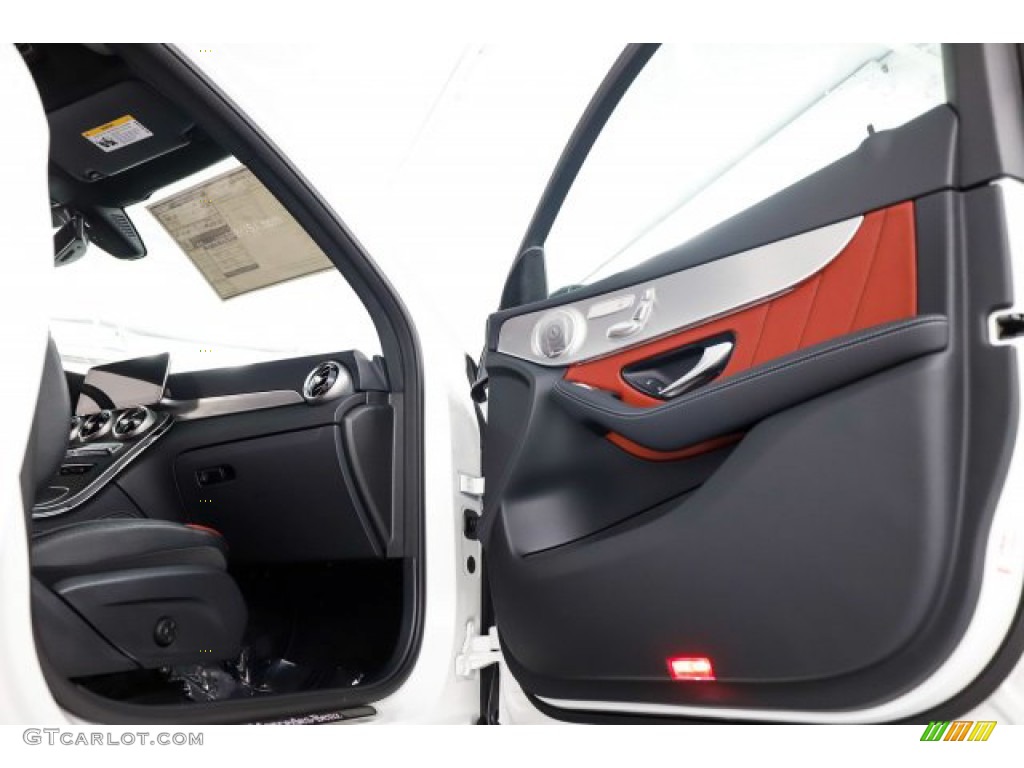 2020 Mercedes-Benz GLC 300 4Matic Coupe AMG Cranberry Red/Black Door Panel Photo #136016812