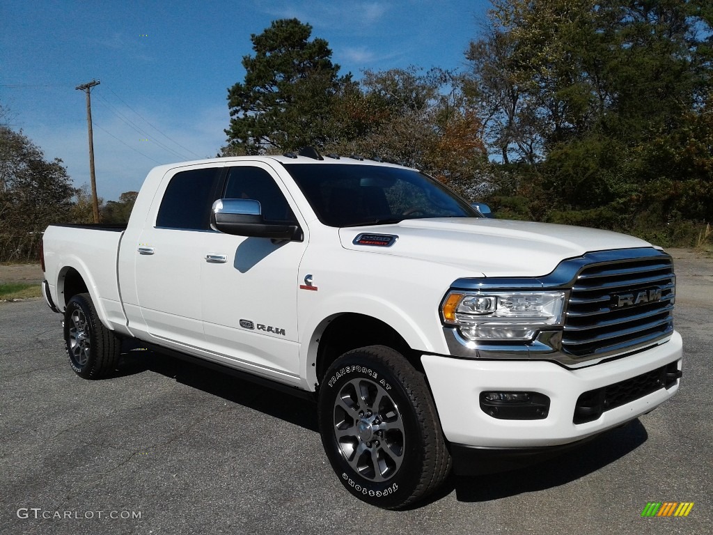 Pearl White 2019 Ram 2500 Laramie Longhorn Mega Cab 4x4 Exterior Photo #136017247