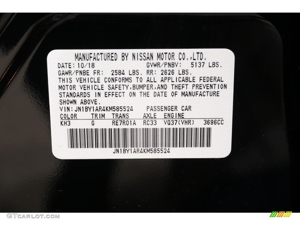 2019 Infiniti Q70 3.7X LUXE Color Code Photos